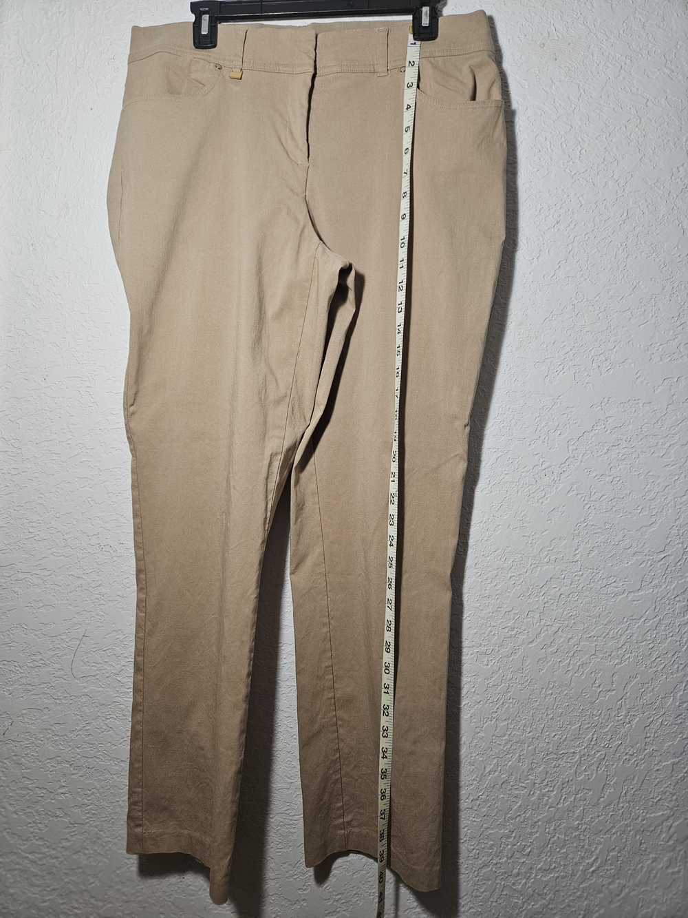 JM Collection Beige Rayon/Nylon/Spandex Women's Dress Pants Straight Leg Sz 14